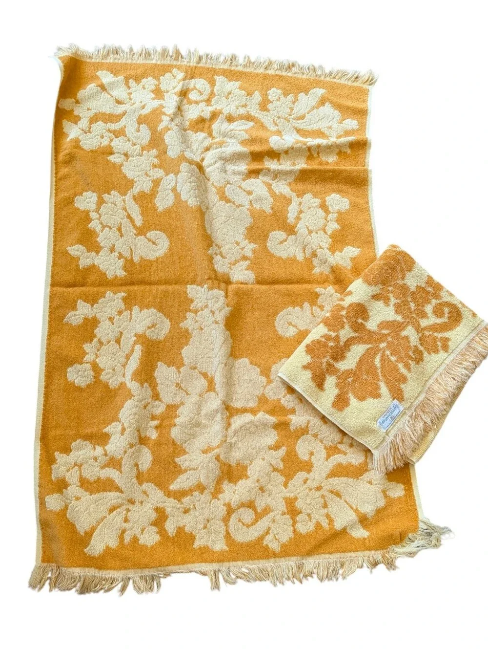 Cannon Monticello Floral Jacquard Bath Towels - Golden Yellow MCM Cotton Retro